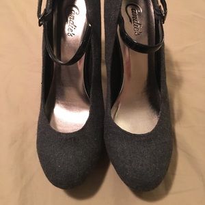 Candie’s Grey Platform Heels